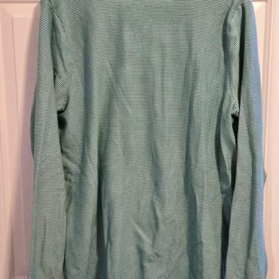 St. John's Bay Green & White Stripe Button Down Top