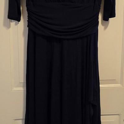 Navy Formal Dress with Beaded Shoulder Details