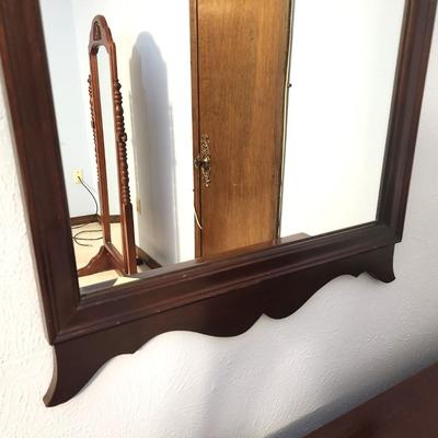 Lot #126 Vintage Wall Mirror - Heavy - Solid Wood
