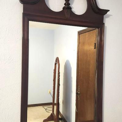 Lot #126 Vintage Wall Mirror - Heavy - Solid Wood