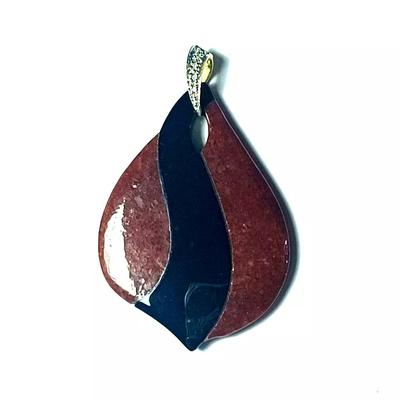 Black & Red Onyx 14K Yellow Gold & Diamond Pendant
