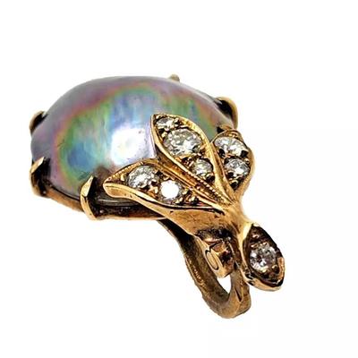 Tahitian South Sea Black Pearl & Diamond 14K Yellow Gold Enhancer Pendant