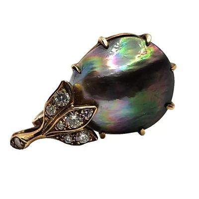 Tahitian South Sea Black Pearl & Diamond 14K Yellow Gold Enhancer Pendant
