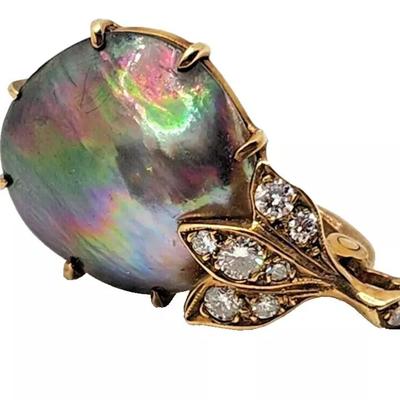 Tahitian South Sea Black Pearl & Diamond 14K Yellow Gold Enhancer Pendant
