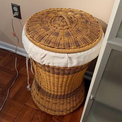 4 Shelf Storage Cabinet (Frosted Doors) and Laundry storage basket