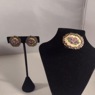 Vintage Brooch and Earring Set (#285)