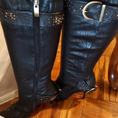 Dan Sara Rocker Studded Black Heel Boot