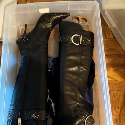 Dan Sara Rocker Studded Black Heel Boot