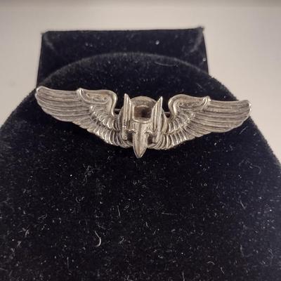 Vintage Sterling Silver WWII US Army Air Corps Air Gunner Wings- Approx Weight 8 Grams (#290)