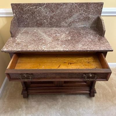 Victorian Style Wood and Marble Table