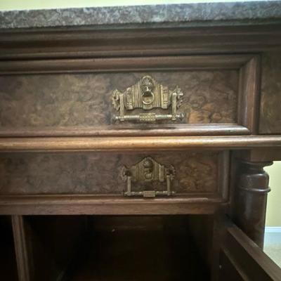 Victorian Style Wood and Marble Table