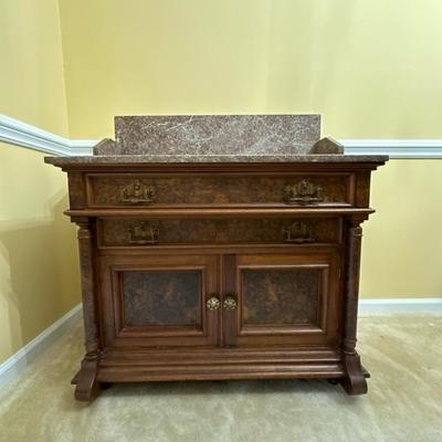 Victorian Style Wood and Marble Table