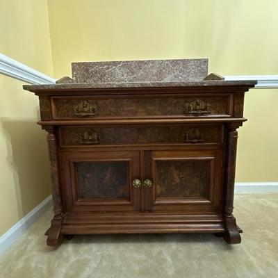 Victorian Style Wood and Marble Table