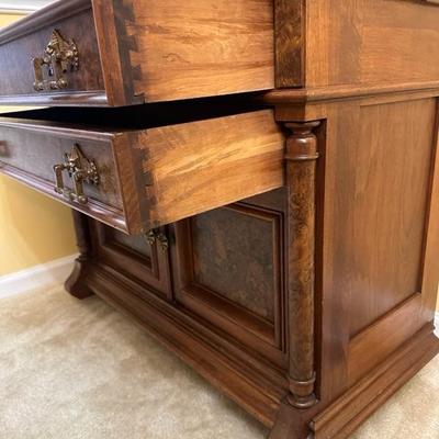 Victorian Style Wood and Marble Table