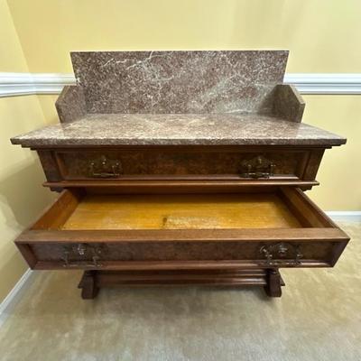 Victorian Style Wood and Marble Table
