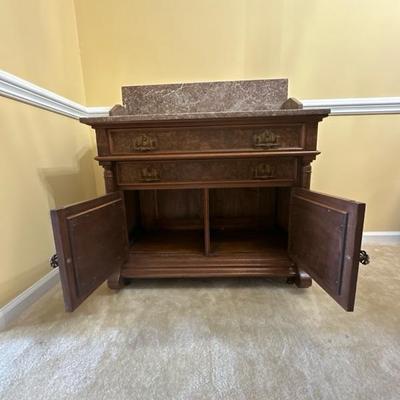 Victorian Style Wood and Marble Table