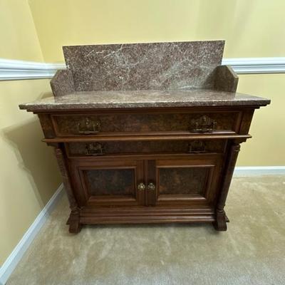 Victorian Style Wood and Marble Table