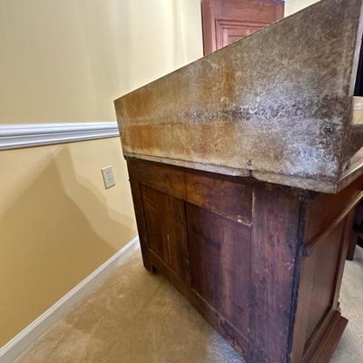 Victorian Style Wood and Marble Table