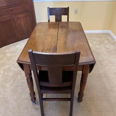 Wooden Table and Two Chairs