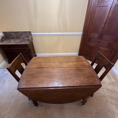 Wooden Table and Two Chairs