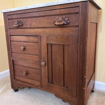 Wood Cabinet with Marble Top
