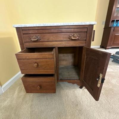 Wood Cabinet with Marble Top