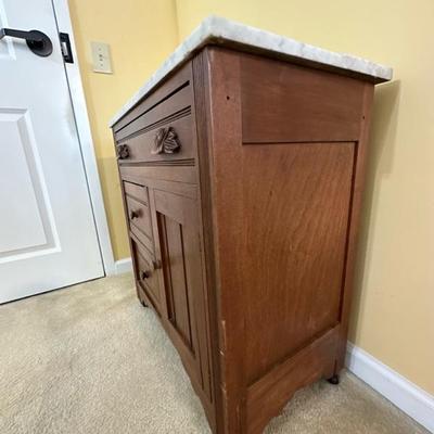 Wood Cabinet with Marble Top