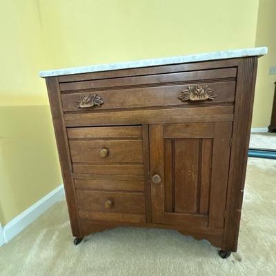 Wood Cabinet with Marble Top