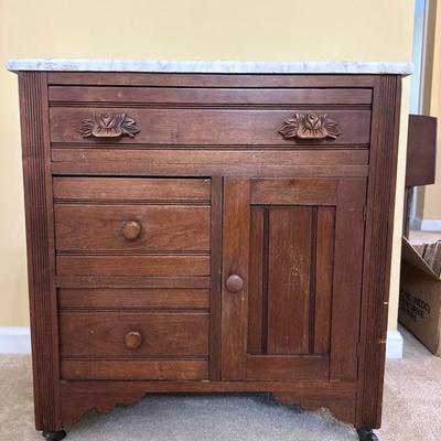 Wood Cabinet with Marble Top