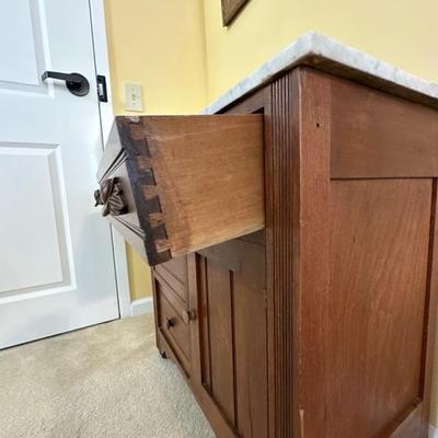 Wood Cabinet with Marble Top