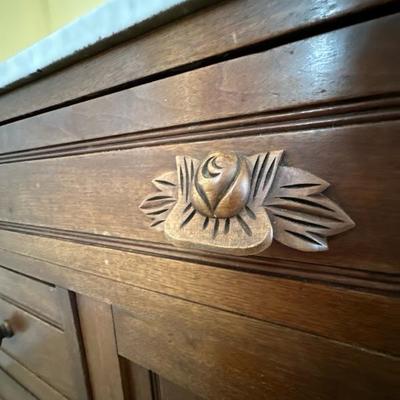 Wood Cabinet with Marble Top