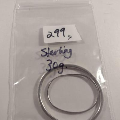 Pair of Sterling Bangle Bracelets- Approx Weight 30 Grams (#299)