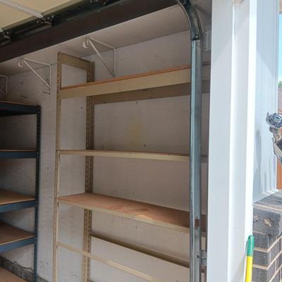 STEEL FRAME STORAGE SHELF WITH WOOD SHELVES