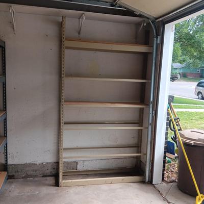 STEEL FRAME STORAGE SHELF WITH WOOD SHELVES