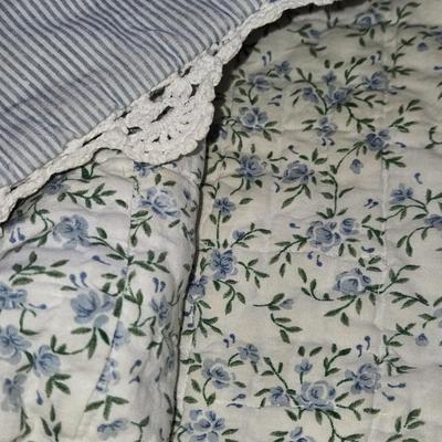 Queen or Full Size Quilted Comforter with Ruffle Edges and (2) Shams