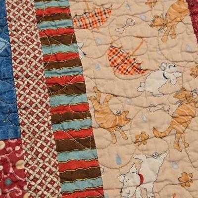 "It's Raining Cats and Dogs" Quilt Lap Blanket