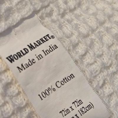 White Cotton World Market Shower Curtain