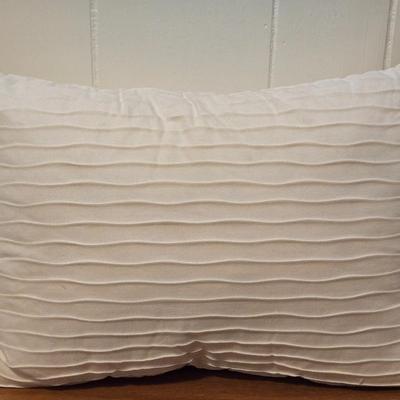 White Ridged Decorative Pillow & White and Blue Flower Decorative Pillow