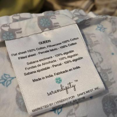 Queen Fitted and Flat Elephant Sheets