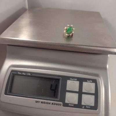 14 Karat Yellow Gold, Pearl, and Green Stone Ring- Approx Weight 4 Grams (#318)