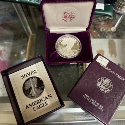 1987 AMERICAN EAGLE SILVER 1oz with box and papers