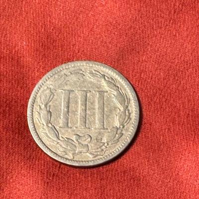 1871 Three Cent Nickel AU 60 Coin.