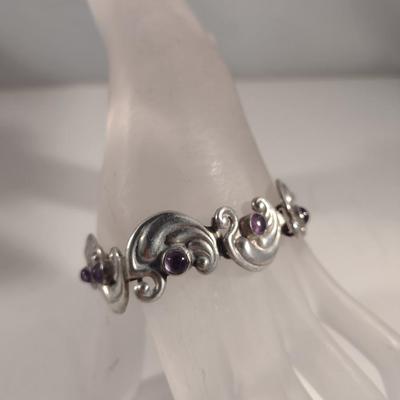 Sterling Silver and Stone Bracelet- Approx Weight 35 Grams (#320)