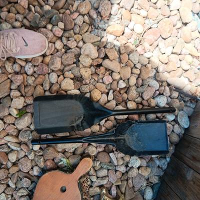 LIKE NEW FIREPLACE TOOLS, BELLOW, ASH CAN AND COAL SHOVELS