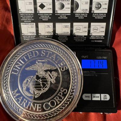 4.5 Oz .999 SILVER MARINE CORPS DEFENDERS OF FREEDOM (RARE)