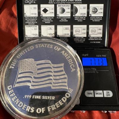 4.5 Oz .999 SILVER MARINE CORPS DEFENDERS OF FREEDOM (RARE)