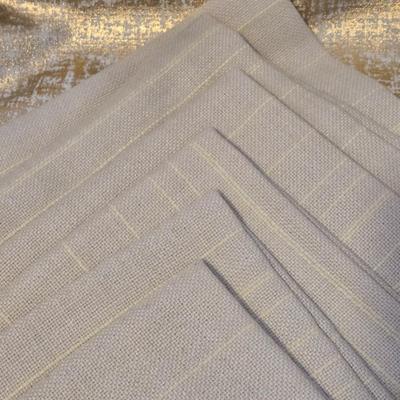 Gold & White Tablecloth and Tan With Golden Yellow Stripes Napkins