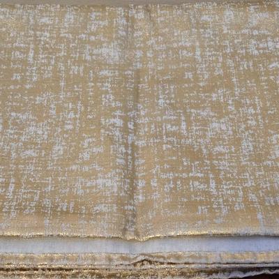 Gold & White Tablecloth and Tan With Golden Yellow Stripes Napkins