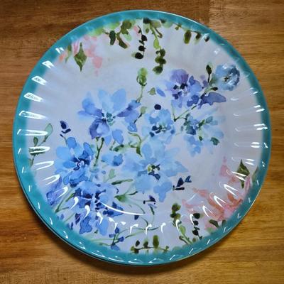 3 Plastic Floral Plates