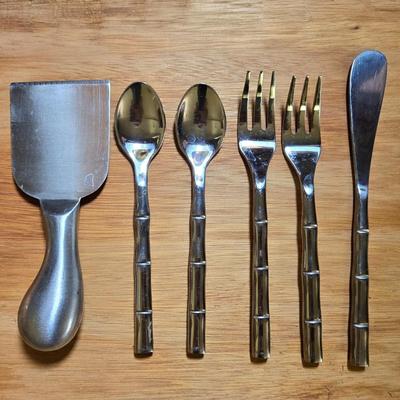 Mid Century Style Bamboo Serving Set